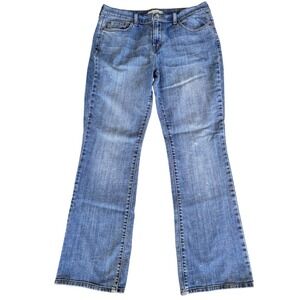 Levis 515 Jeans Boot Cut Womens 12 M Whiskered Mid Rise Medium Wash Bleach Spots